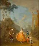 Norbert Grund, Minuet Dancer, circa 1750, oil on wood panel