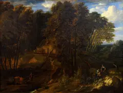 Cornelius Huysmans, Wooded Landscape with Staffage, first quarter of the 18th century, oil on canvas