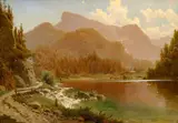 Adolf Chwala, Krottensee with the view of Schafberg, 1880s, oil on wood panel