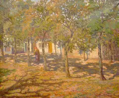 Josef Bárta, Figure in an Alley, circa 1914, oil on canvas