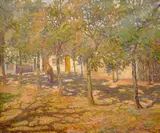 Josef Bárta, Figure in an Alley, circa 1914, oil on canvas