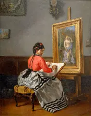 Jules Jacques Veyrassat, Paintress, 1880s, oil on wood panel