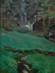 František Kaván, Behind the Cemetery Wall, circa 1900, oil on canvas