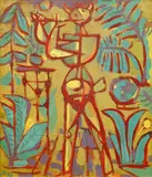 Jan Kotik, Faun playing the Flute, 1953, oil on plywood
