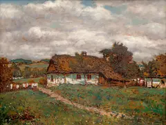 Jan Honsa, Laundry Day, circa 1920, oil on cardboard