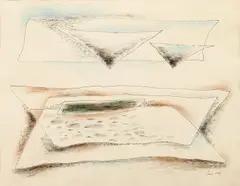 Josef Šíma, Landscape, 1932, mixed media (watercolor, ink) on paper