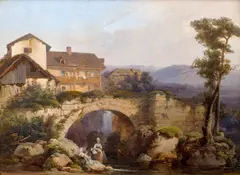 Josef Navrátil, Italian Landscape, second half of the 1840s, oil on wood panel