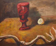 Josef Liesler, Still Life with a Goblet and a Rope, 1942, oil on wood panel