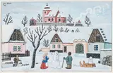 Josef Lada, Meeting by a Snowman, 1949, gouache on cardboard