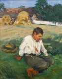 František Zdeněk Eberl, Sitting Boy, 1907, oil on canvas