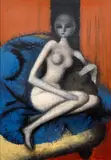 Jaroslav Hořánek, Blue Sofa, 1962, enamel on wood panel