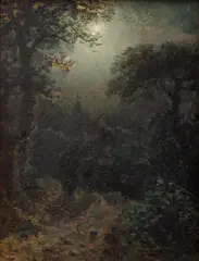 August Piepenhagen, Night Wanderers, 1850s, oil on cardboard