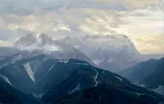 Adam Kašpar, Evening on the Aiarnola Mountain, 2022, oil on canvas