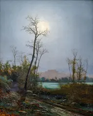 Anton Waldhauser, Path under the Full Moon, second half of the 1870s, oil on canvas