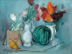 Miloslav Holý, Still Life with Flowers and Watermelon, 1928, oil on canvas