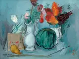 Miloslav Holý, Still Life with Flowers and Watermelon
