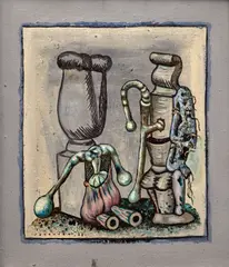 František Janoušek, Fossil People I, 1938, tempera on canvas