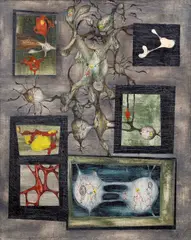 Mikuláš Medek, The World of an Onion II, 1945, oil on masonite
