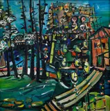 Jacob Bornfriend, River Landscape, circa 1948, oil on canvas