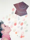Běla Kolářová, On Firm Ground Gazing at the Sky, 1988, mixed media (collage, assemblage) on paper