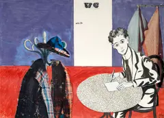 Adolf Hoffmeister, Kafka's Table in Cafe Arco, kolem roku 1965, collage on paper