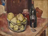 Jan Slavíček, Still Life with Apples and Wine, 1930s, oil on wood panel