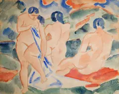 Václav Špála, Three Women by the Water, 1919, watercolor on paper