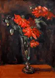 Jan Slavíček, Red Dahlias, 1940s, oil on canvas