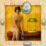 Teodor Rotrekl, Anna from the Rectory, 1970, assemblage (oil, epoxy resin, medallions) on wood panel