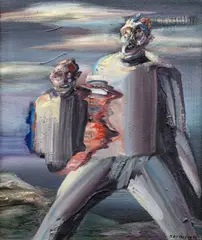 Michael Rittstein, Brother, 1985, mixed media (oil, sand) on gauze laid down on harboard
