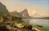 Adolf Chwala, Mondsee with view of Drachenwand, 1880s, oil on canvas
