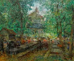 Oldřich Blažíček, Tourist Pub by Pernštejn, 1945–1950, oil on cardboard