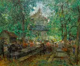 Oldřich Blažíček, Tourist Pub by Pernštejn, 1945–1950, oil on cardboard