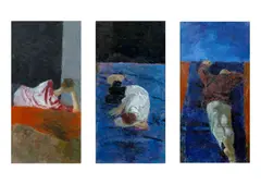 František Ronovský, From the Sleepers Cycle (Triptych), 1996, encaustic on hardboard