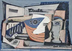 Still Life with Mandolin and Glass by Emil Filla, 1927, oil on canvas, sold May 2023