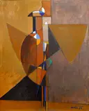 Bohumír Matal, Bird Actor, 1973, oil on hardboard