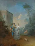Norbert Grund, A Walk in the Park, circa 1750, oil on wooden panel