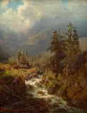 Mountain Stream by Charlotte Piepenhagen-Mohr, 1860s, oil on canvas, sold May 2023