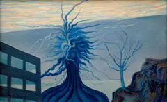František Hudeček, Sensitive Head outside the Town, 1940, oil on canvas