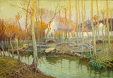 Vaclav Radimsky, Last Rays of Light, before 1900, oil on cardboard