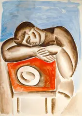 Miloslav Chlupáč, Sleeper, 1940s, tempera on paper
