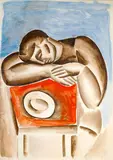 Miloslav Chlupáč, Sleeper, 1940s, tempera on paper