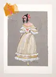 Theodor Pištěk, Costume Design for the Spring Waters Film, 1988, mixed media (gouache, ink, fabric) on paper