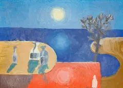 Václav Havel, Landscape with Sun, 1950s, oil on canvas laid down on cardboard
