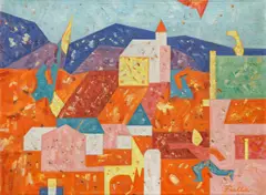 Ľudovít Fulla, Moravany, 1965, oil on canvas