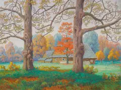 Bohumír Jaroněk, In October, 1918, mixed media (oil, tempera) on cardboard