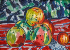 Václav Špála, Still Life with Apples, 1942, oil on cardboard