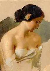 Josef Mánes, Study of a Young Woman's Head, 1842–1845, oil on paper