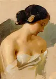 Josef Mánes, Study of a Young Woman's Head, 1842–1845, oil on paper