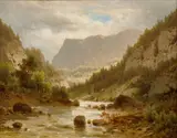 Adolf Chwala, Mountain Stream, 1870s, oil on wood panel